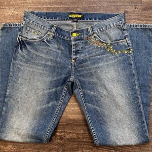 Ralph Lauren Blue Boot Cut Jeans with Floral Embroidery